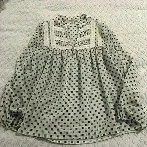 Joy Joy Long Sleeve Blouse with Lace Detail Size XS